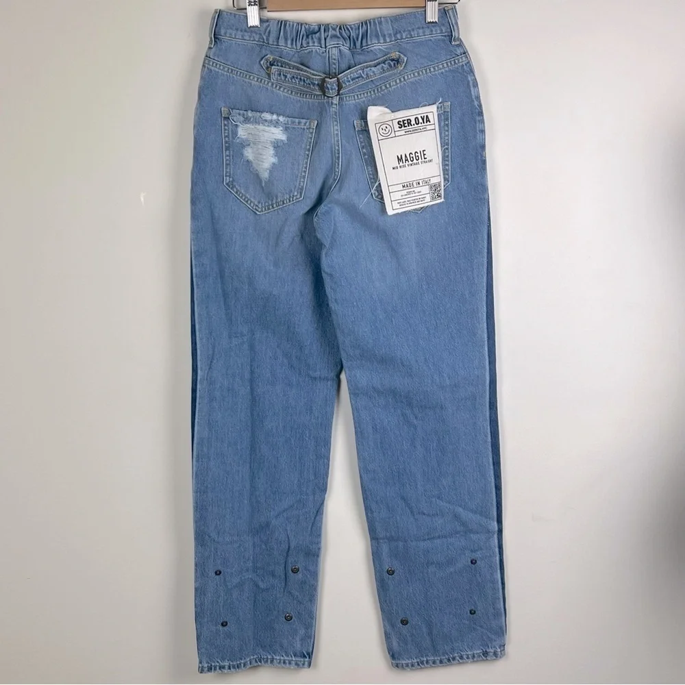 SER.O.YA Maggie Mid Rise 90s Style High Waist Vintage Straight Jean In Mojave 26 - Picture 8 of 14